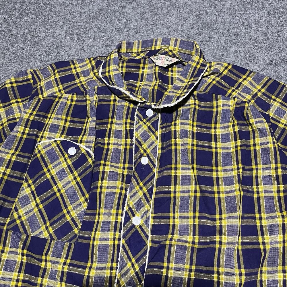 Vintage 50s Dan River Suncraft Shirt Womens 36 Short Sleeve Blouse Mid Century
